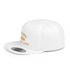 Flat Bill Snapback Hat Gold Crown Embroidery