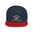 Flat Bill Snapback Hat Gold Crown Embroidery