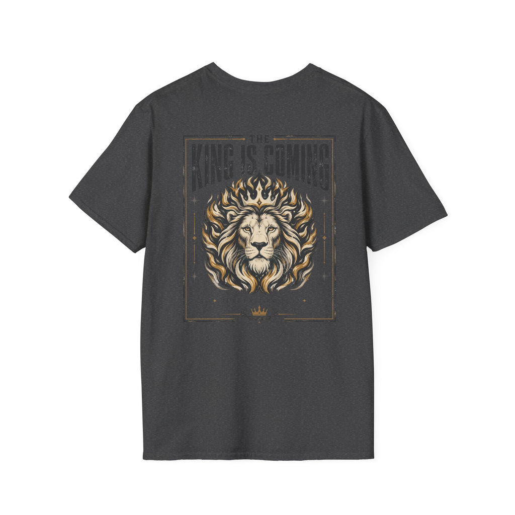 The King Is Coming T-Shirt — Crowned Lion Faith Graphic Tee