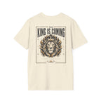 The King Is Coming T-Shirt — Crowned Lion Faith Graphic Tee