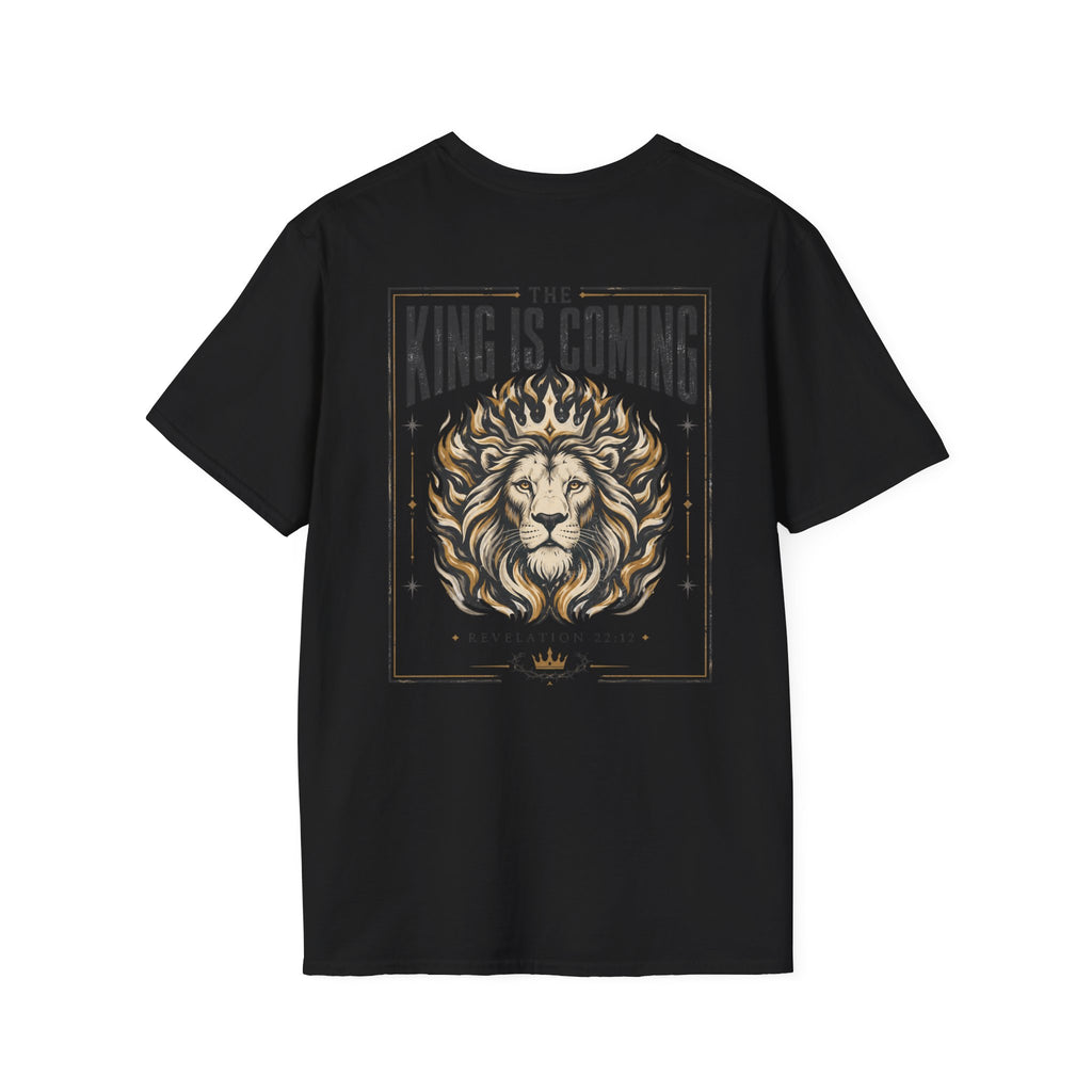 The King Is Coming T-Shirt — Crowned Lion Faith Graphic Tee