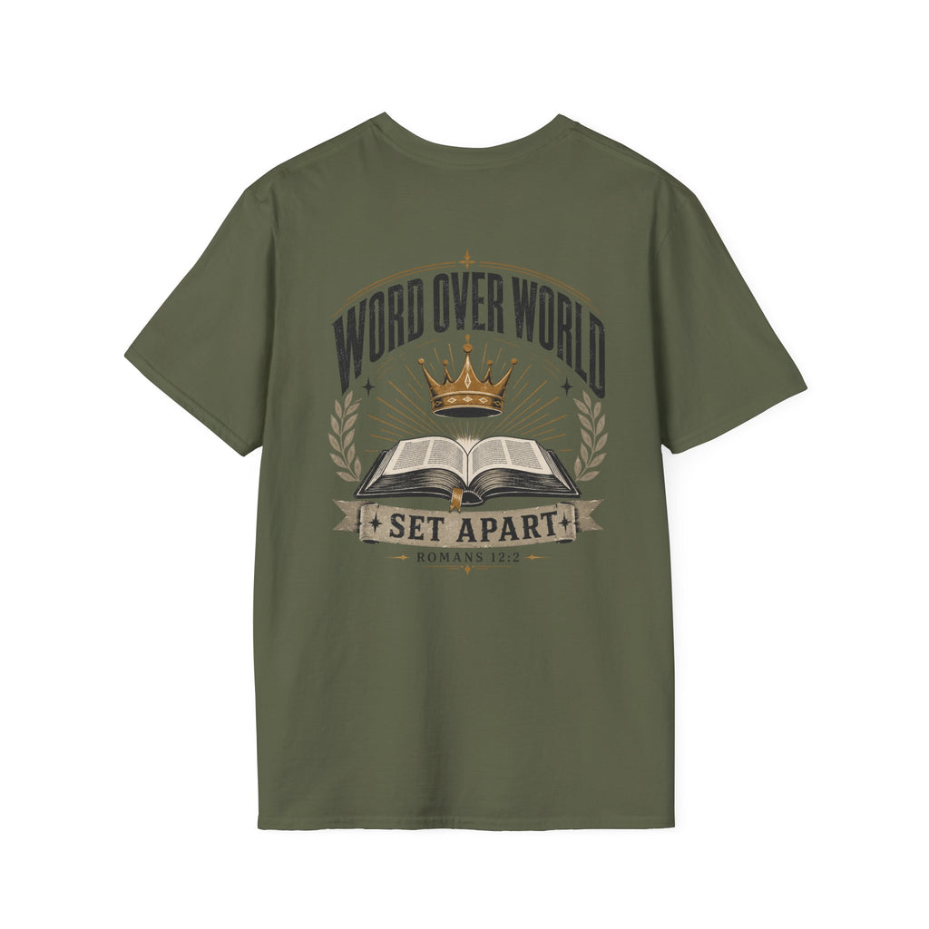 Word Over World T-Shirt — Bible & Crown Faith Graphic Tee