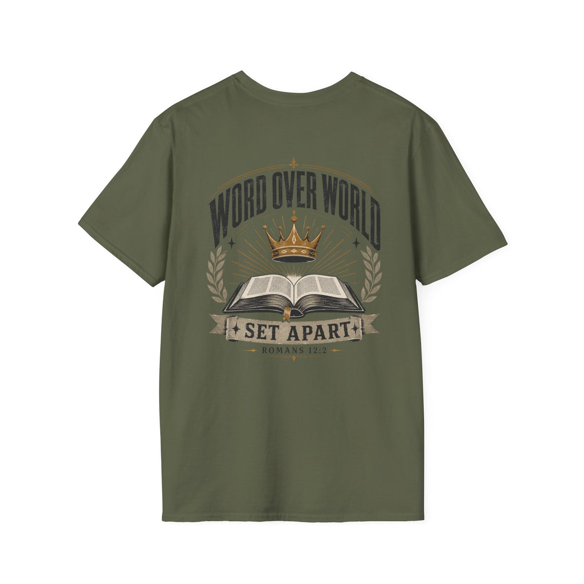 Word Over World T-Shirt — Bible & Crown Faith Graphic Tee