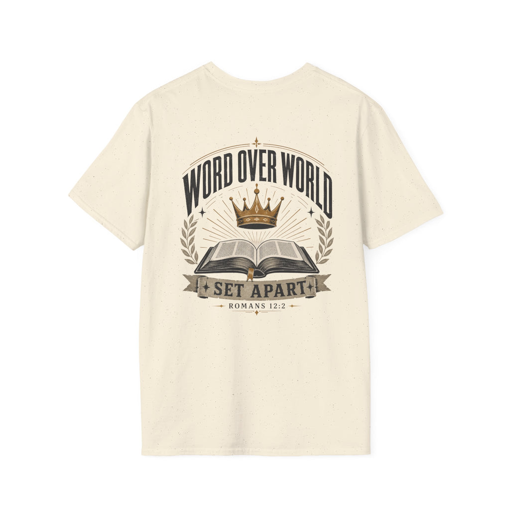Word Over World T-Shirt — Bible & Crown Faith Graphic Tee