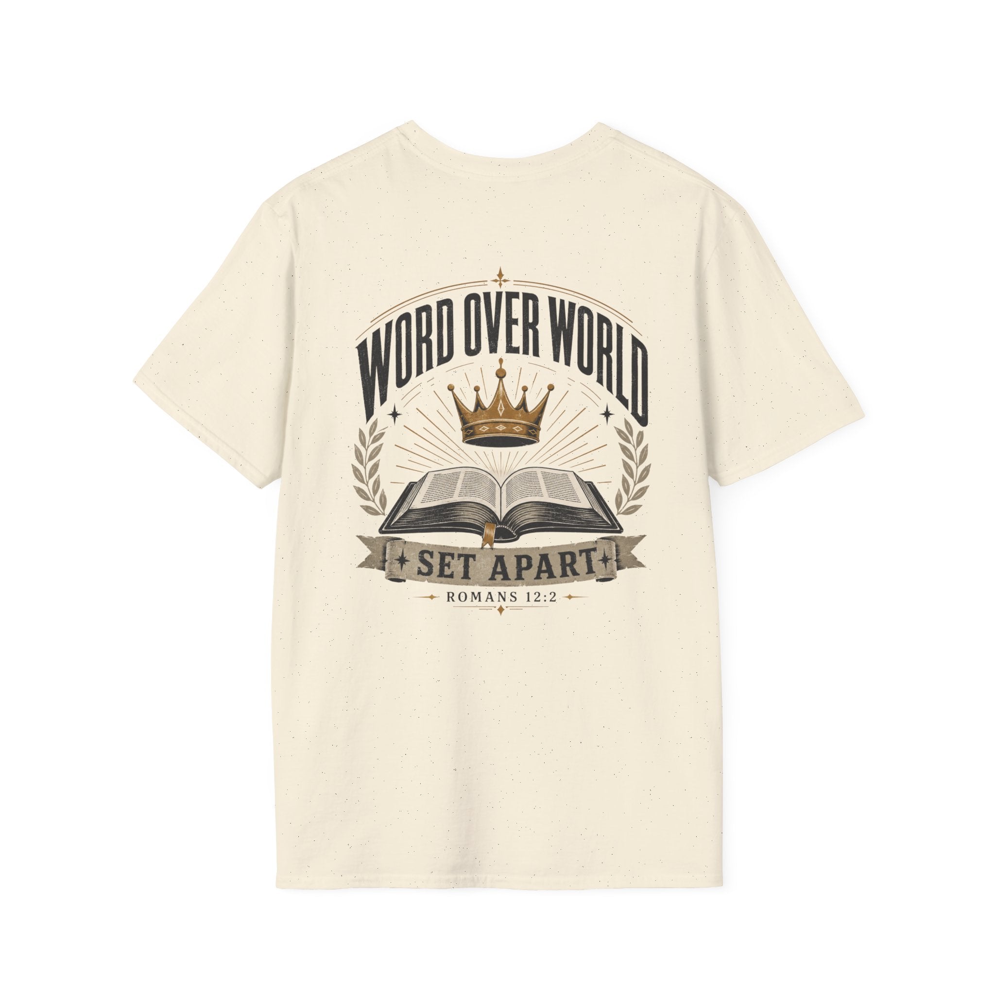 Word Over World T-Shirt — Bible & Crown Faith Graphic Tee