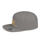 Flat Bill Snapback Hat Gold Crown Embroidery