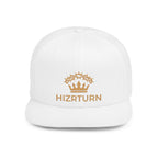 Flat Bill Snapback Hat Gold Crown Embroidery