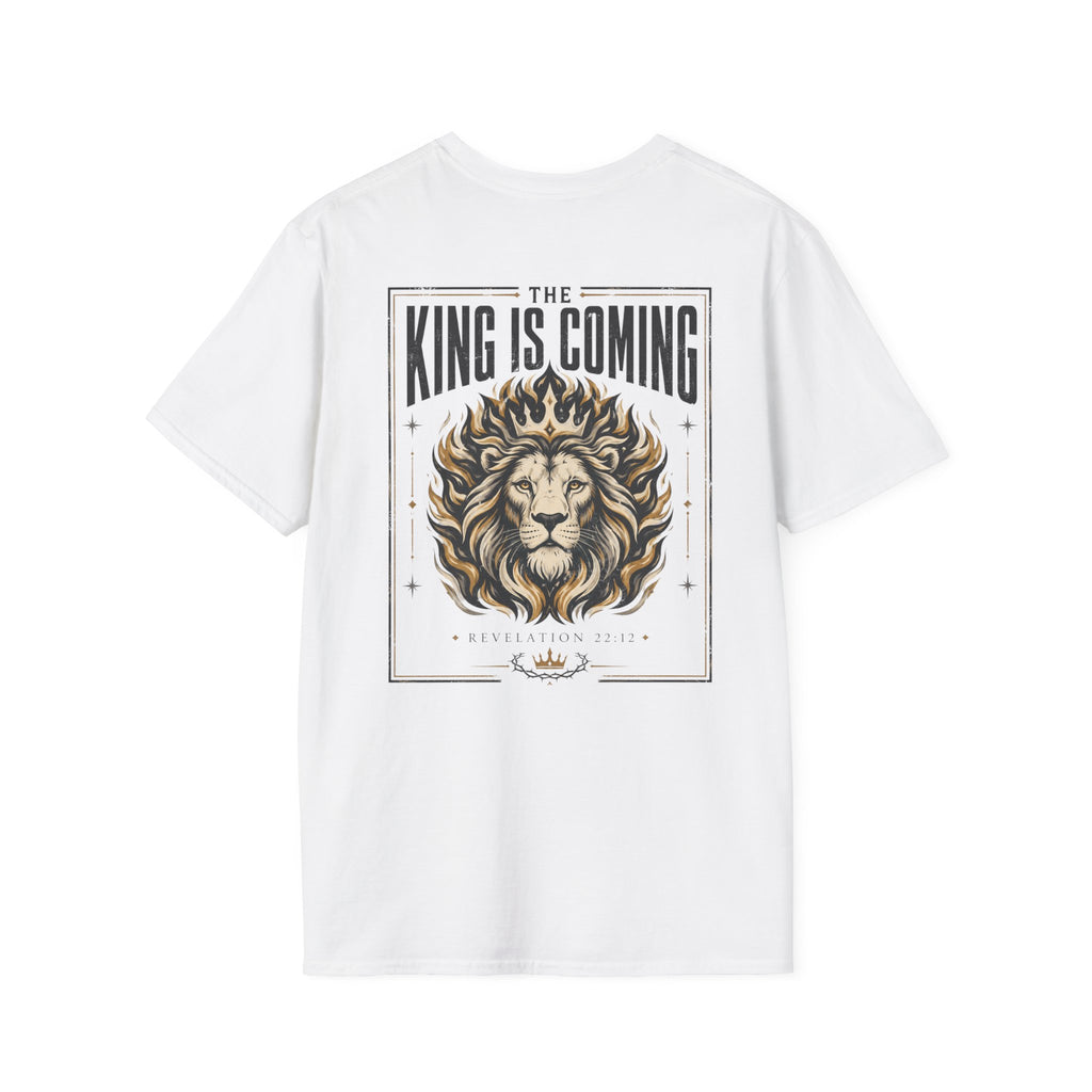The King Is Coming T-Shirt — Crowned Lion Faith Graphic Tee