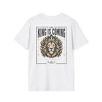 The King Is Coming T-Shirt — Crowned Lion Faith Graphic Tee